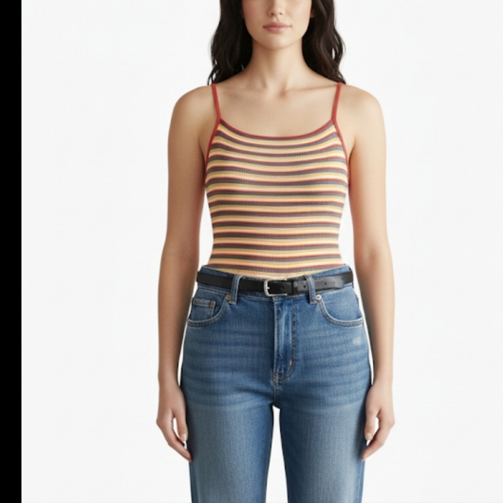 Madewell Vibrant Striped  Bodysuit Size M